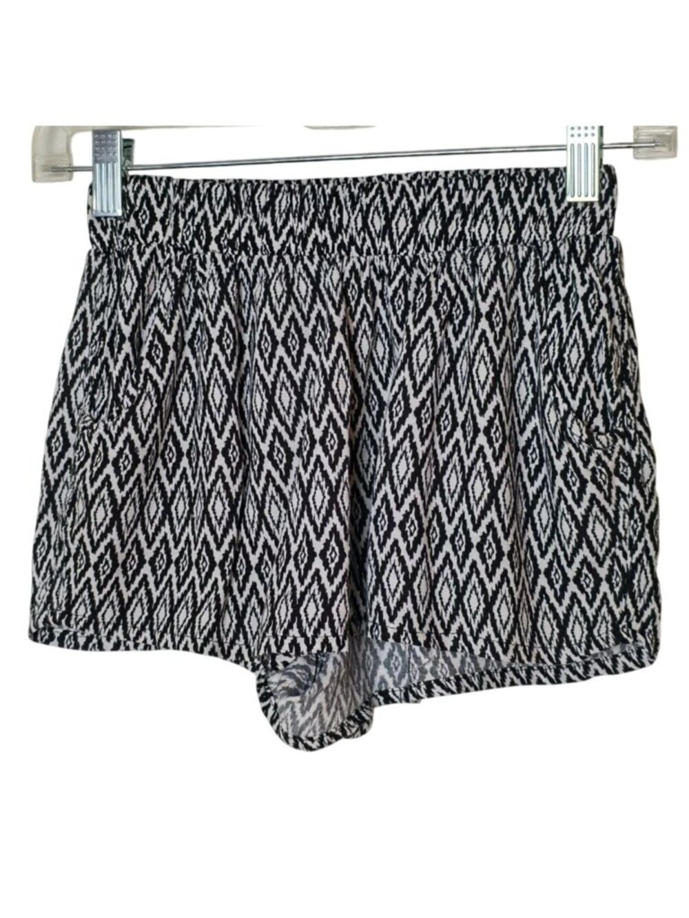 Bobbie Brooks Girls L Casual Shorts Black White Diamond Pockets Elastic 10/12